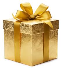 A picture of the gift box wrapped in gold color